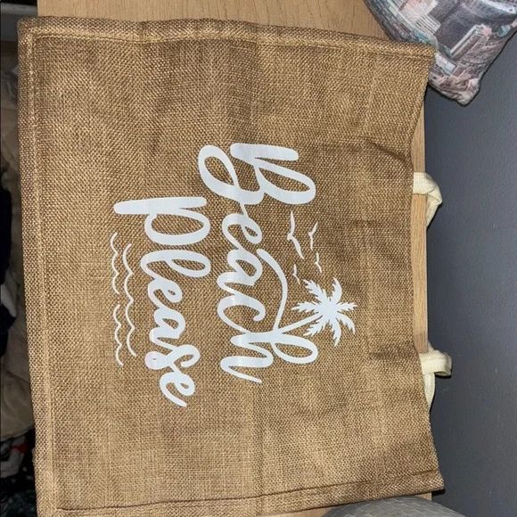 Chic Brown Beach Tote with Palm Print - Picture 11 of 11